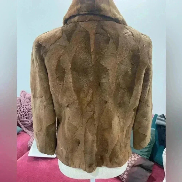 Real Mink Fur Sz S 3/4 sleeve Coat - Picture 9 of 14